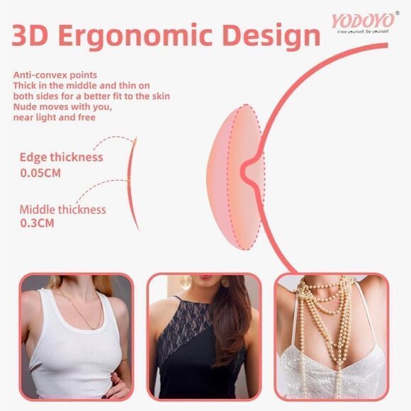 NIB New YODOYO Nipple Covers Sticky Adhesive Silicone Nipple Pasties Reusable - Picture 6 of 12